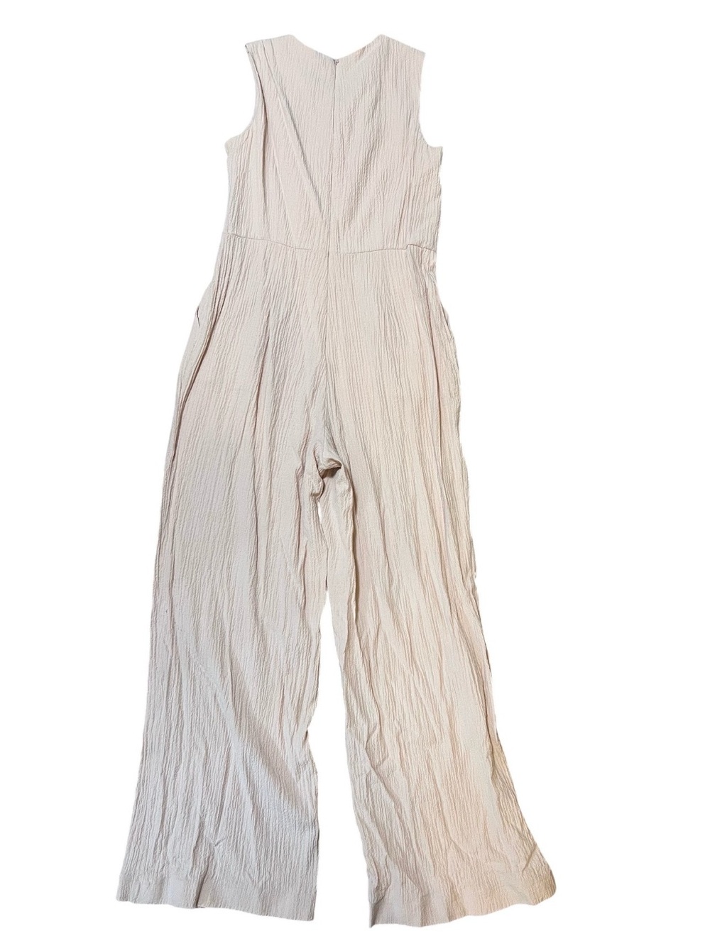 Calvin Klein Sleeveless Wide-Leg Jumpsuit in Light Taupe - Picture 2 of 13